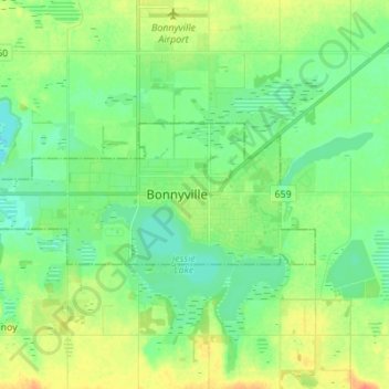 Mapa topográfico Bonnyville, altitude, relevo