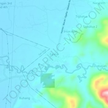 Mapa topográfico Egana, altitude, relevo