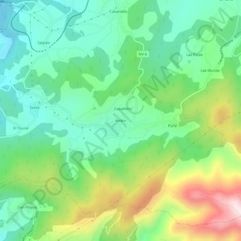 Mapa topográfico Anleo, altitude, relevo