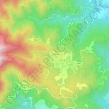 Mapa topográfico La Cabanelle, altitude, relevo