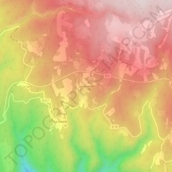 Mapa topográfico Les Isnards, altitude, relevo