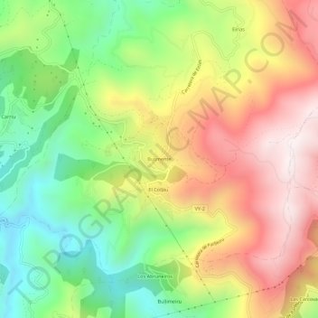 Mapa topográfico Busmente, altitude, relevo