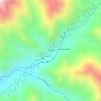 Mapa topográfico El Maitén, altitude, relevo