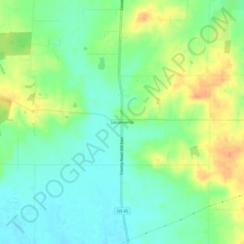 Mapa topográfico Sacramento, altitude, relevo