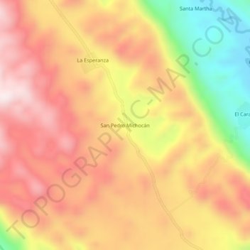 Mapa topográfico San Pedro Michocán, altitude, relevo