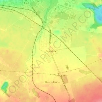 Mapa topográfico Santa Rita, altitude, relevo