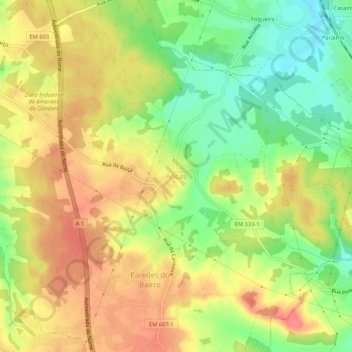 Mapa topográfico Ancas, altitude, relevo