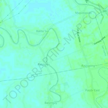 Mapa topográfico Calobaoan, altitude, relevo