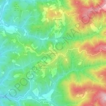 Mapa topográfico Castagnoli, altitude, relevo