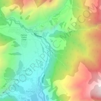 Mapa topográfico Kulang, altitude, relevo