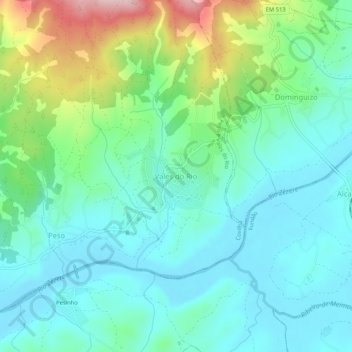 Mapa topográfico Vales do Rio, altitude, relevo
