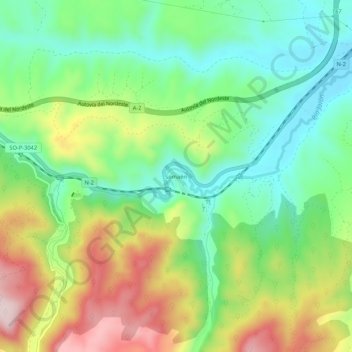 Mapa topográfico Somaén, altitude, relevo