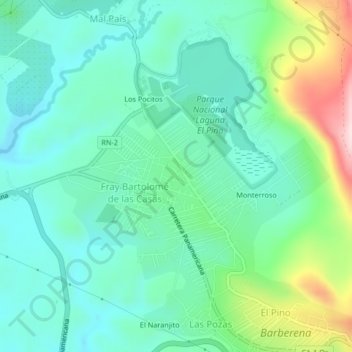 Mapa topográfico El Cerinal, altitude, relevo