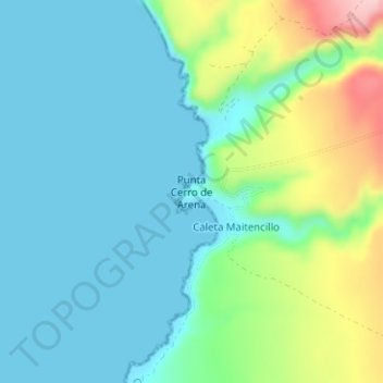 Mapa topográfico Punta Cerro de Arena, altitude, relevo