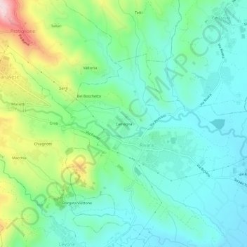 Mapa topográfico Camagna, altitude, relevo