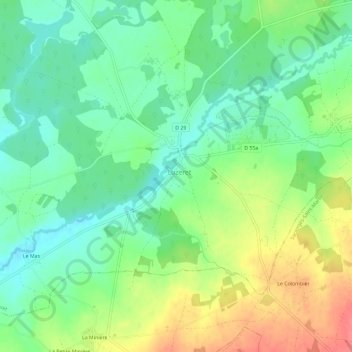 Mapa topográfico La Rue Aubret, altitude, relevo