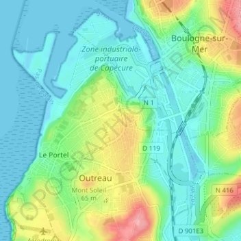 Mapa topográfico Fraternité, altitude, relevo