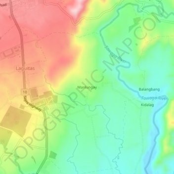 Mapa topográfico Manlungay, altitude, relevo