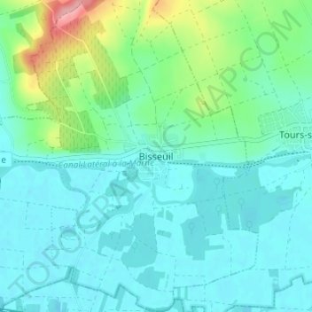 Mapa topográfico Bisseuil, altitude, relevo