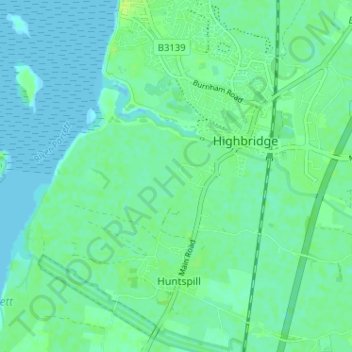 Mapa topográfico Alstone, altitude, relevo