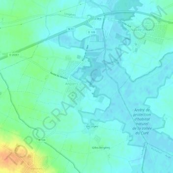 Mapa topográfico Saint-Gilles, altitude, relevo