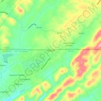 Mapa topográfico Stonegate, altitude, relevo