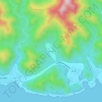 Mapa topográfico Buey Cabón, altitude, relevo