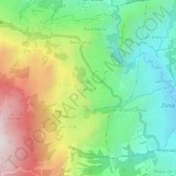 Mapa topográfico La Laja, altitude, relevo
