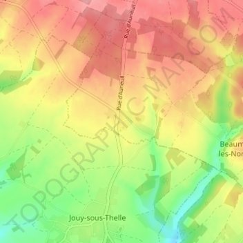 Mapa topográfico Jouy la Grange, altitude, relevo