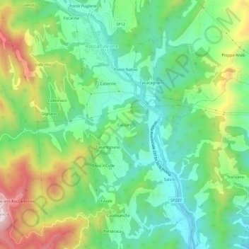Mapa topográfico Cuccaro, altitude, relevo