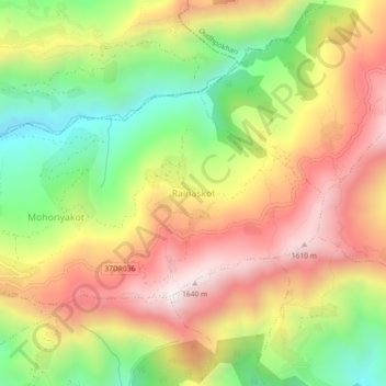 Mapa topográfico Rainaskot, altitude, relevo