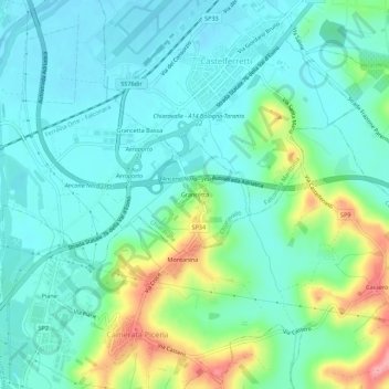 Mapa topográfico Grancetta, altitude, relevo