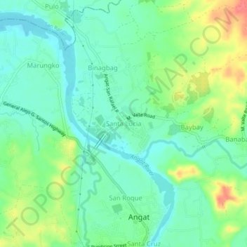 Mapa topográfico Santa Lucia, altitude, relevo
