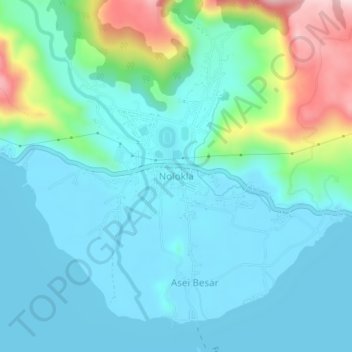 Mapa topográfico Nolokla, altitude, relevo