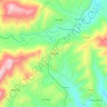 Mapa topográfico Frondarola, altitude, relevo