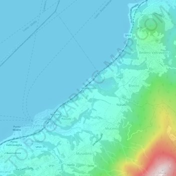Mapa topográfico Montesole, altitude, relevo