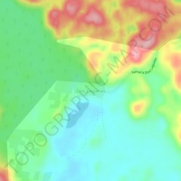 Mapa topográfico Dos Lagunas, altitude, relevo