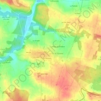 Mapa topográfico Les Prateaux, altitude, relevo
