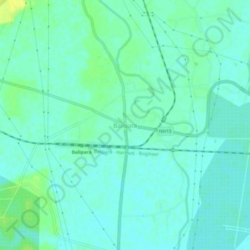 Mapa topográfico Balipara, altitude, relevo