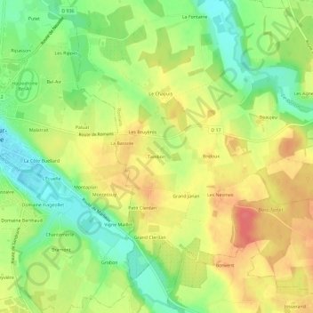 Mapa topográfico Tambon, altitude, relevo