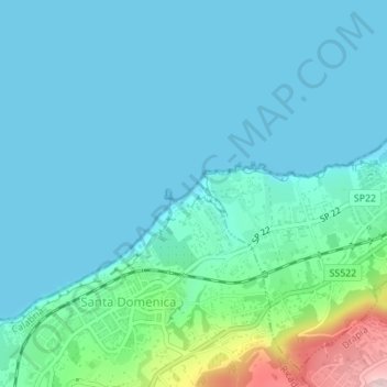 Mapa topográfico Riaci, altitude, relevo