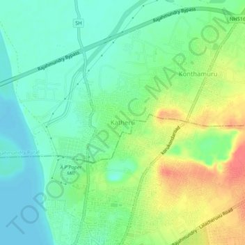 Mapa topográfico Katheru, altitude, relevo
