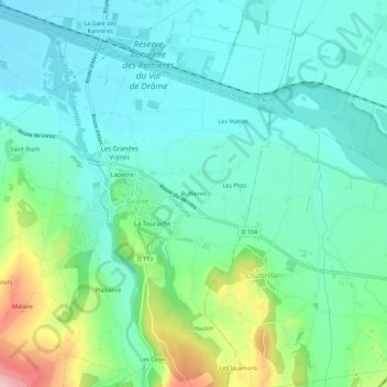 Mapa topográfico Buffieres, altitude, relevo