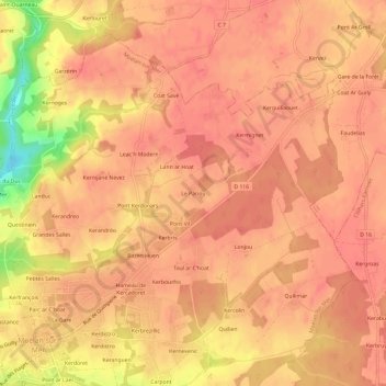 Mapa topográfico Le Pariou, altitude, relevo