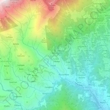 Mapa topográfico Canova, altitude, relevo