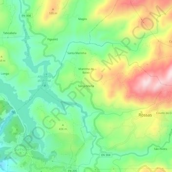 Mapa topográfico Santa Marta, altitude, relevo