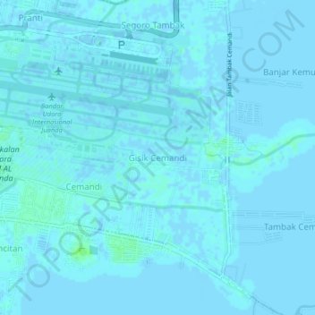 Mapa topográfico Gisik Cemandi, altitude, relevo