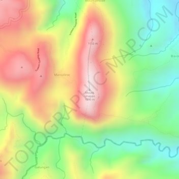 Mapa topográfico Mount Unapan, altitude, relevo