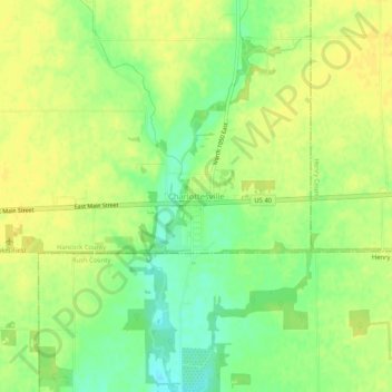 Mapa topográfico Charlottesville, altitude, relevo
