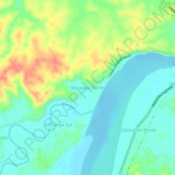 Mapa topográfico Minanga Norte, altitude, relevo